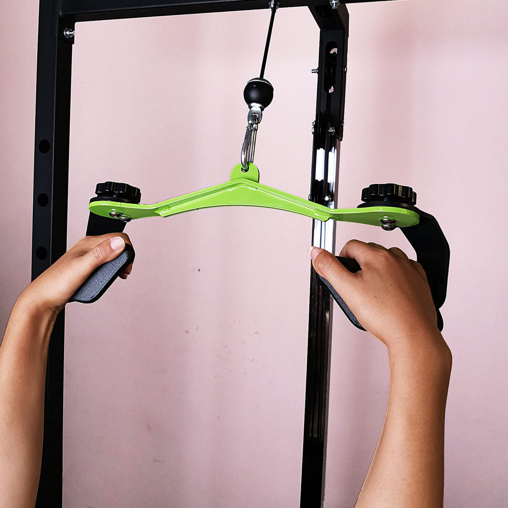 KORIKAHM Adjustable Lat Pull down Bar, Cable Machine Attachments for Gym, Home Gym Fitness T-bar Row Pulldown Attachments, Lat Pull Down Machine Wide Grip Neutral Grip Handle (SP-03)
