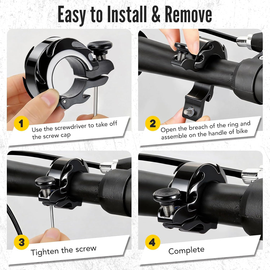 Skiennix Aluminum Alloy Bike Bell - Loud Clear Sound for Adults & Kids | Fits 0.75-1in Handlebars