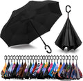 SIEPASA Inverted Reverse Umbrella - Extra Large Double Canopy, Windproof & Waterproof | 49/56 Inch