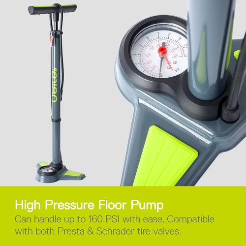 Delta Cycle Bike Pump with Gauge - Compact Tire Pump for Schrader & Presta Valves | Easy-to-Read Design