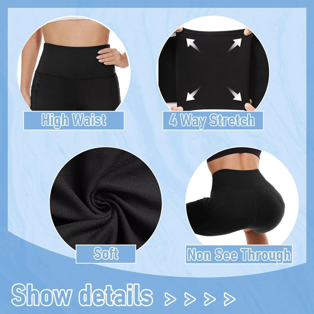 Skiennix Biker Shorts for Women - High Waist Spandex with Pockets | 5-Pack for Yoga & Running