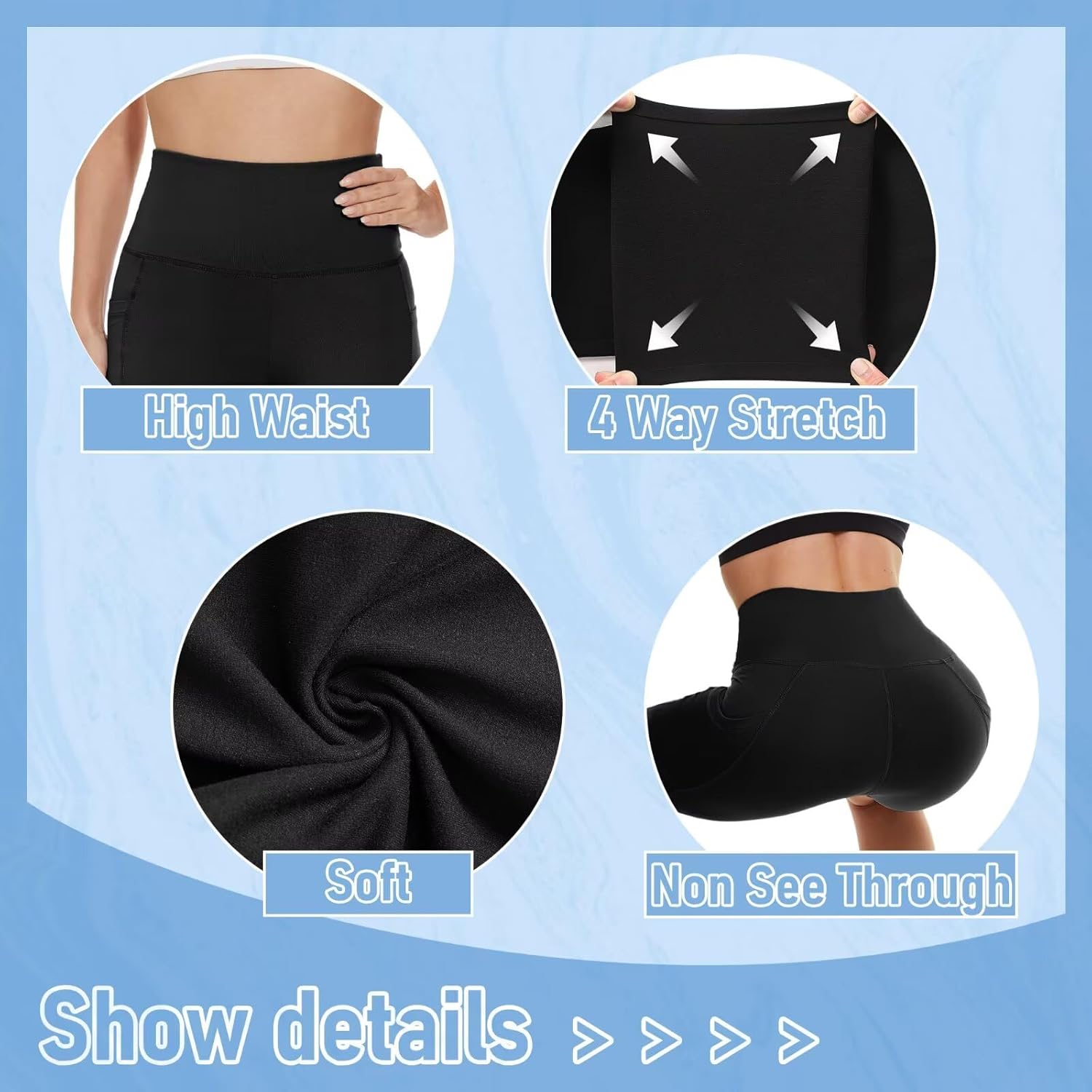 Skiennix Biker Shorts for Women - High Waist Spandex with Pockets | 5-Pack for Yoga & Running