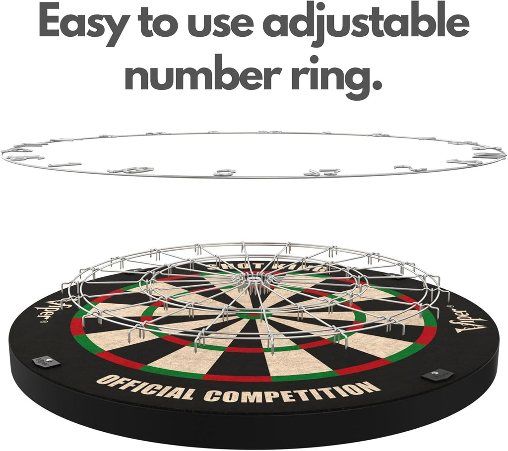 Viper by GLD Products Shot King Dartboard Set - Regulation Bristle Steel Tip with Rotating Number Ring & 6 Darts - Black