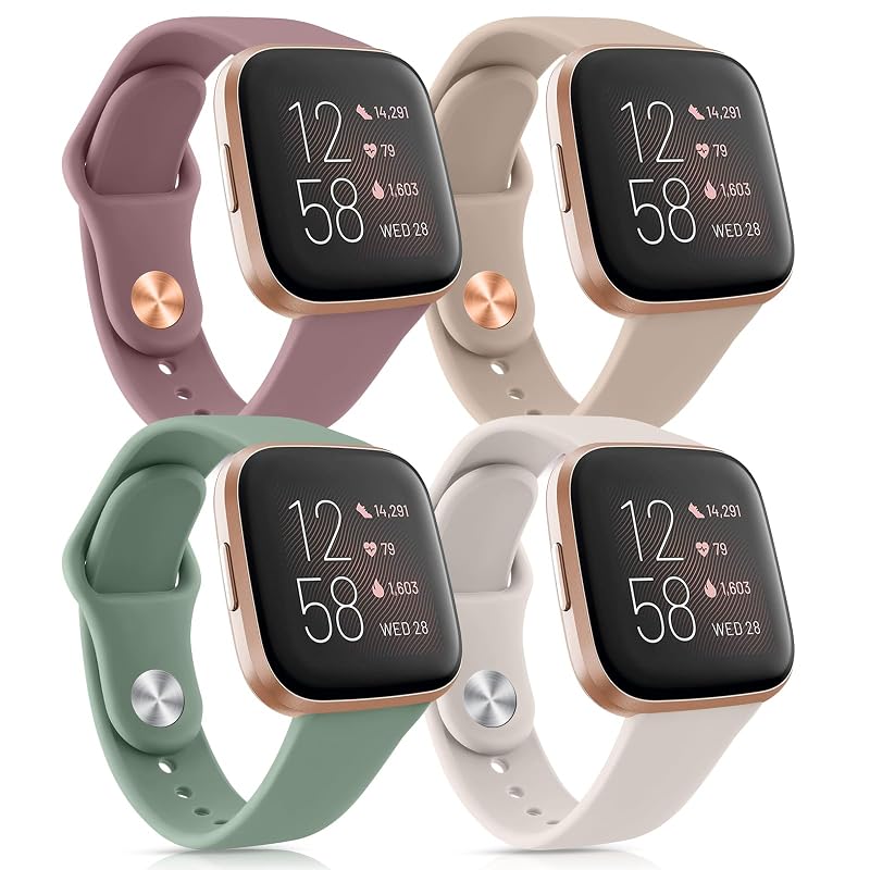 4 Pack Silicone Versa Bands - Avocado Green, Smoke Violet, Milk Tea, Starlight (Versa 2/ Versa/ Versa Lite/ Versa SE)
