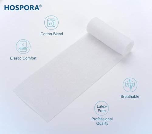 Hospora Medical Elastic Cotton Gauze Roll - 4 Inch Stretch First Aid Bandage | 24 Individual Packs