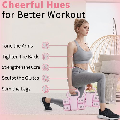 Flexella Adjustable Kettlebell Set, 4-in-1 Free Weight Kettlebell sets (5.5lbs 7.7lbs 9.9lbs 12.1lbs) for women, Hand Weight Dumbbell Set of 2 for Home Gym Fitness Training (Pink)