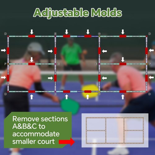 Pickleball Court Marking Kit Easy to Install Professional Size Adjustable Pickleball Court Line Cardboard Stencil for Asphalt Concrete Driveway Backyard