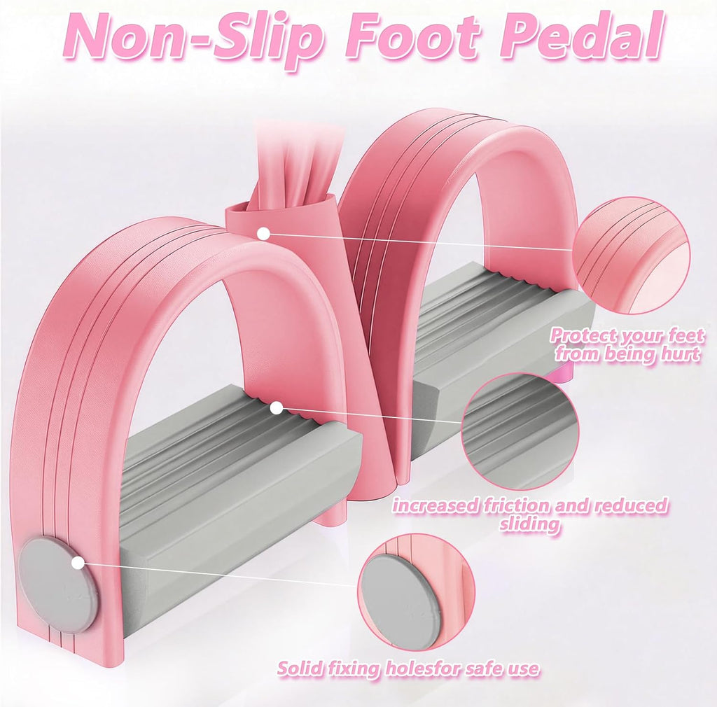 Pedal Resistance Band by 8-Tubes - Multifunctional Exercise Rope for Full Body Workout - Pink