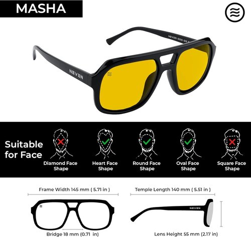 NEVEN Masha UV400 Polarized Sunglasses - TR90 Chunky Aviator Style for Men & Women