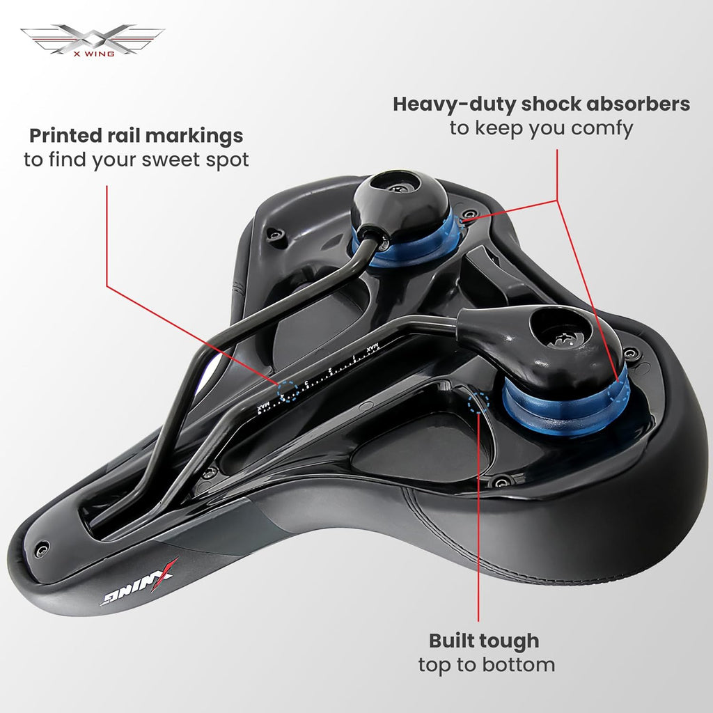 X WING Comfort Bike Seat - Innovative 5-Zone Design with Memory Foam for Men & Women | Ideal for City, MTB & Trekking Bikes