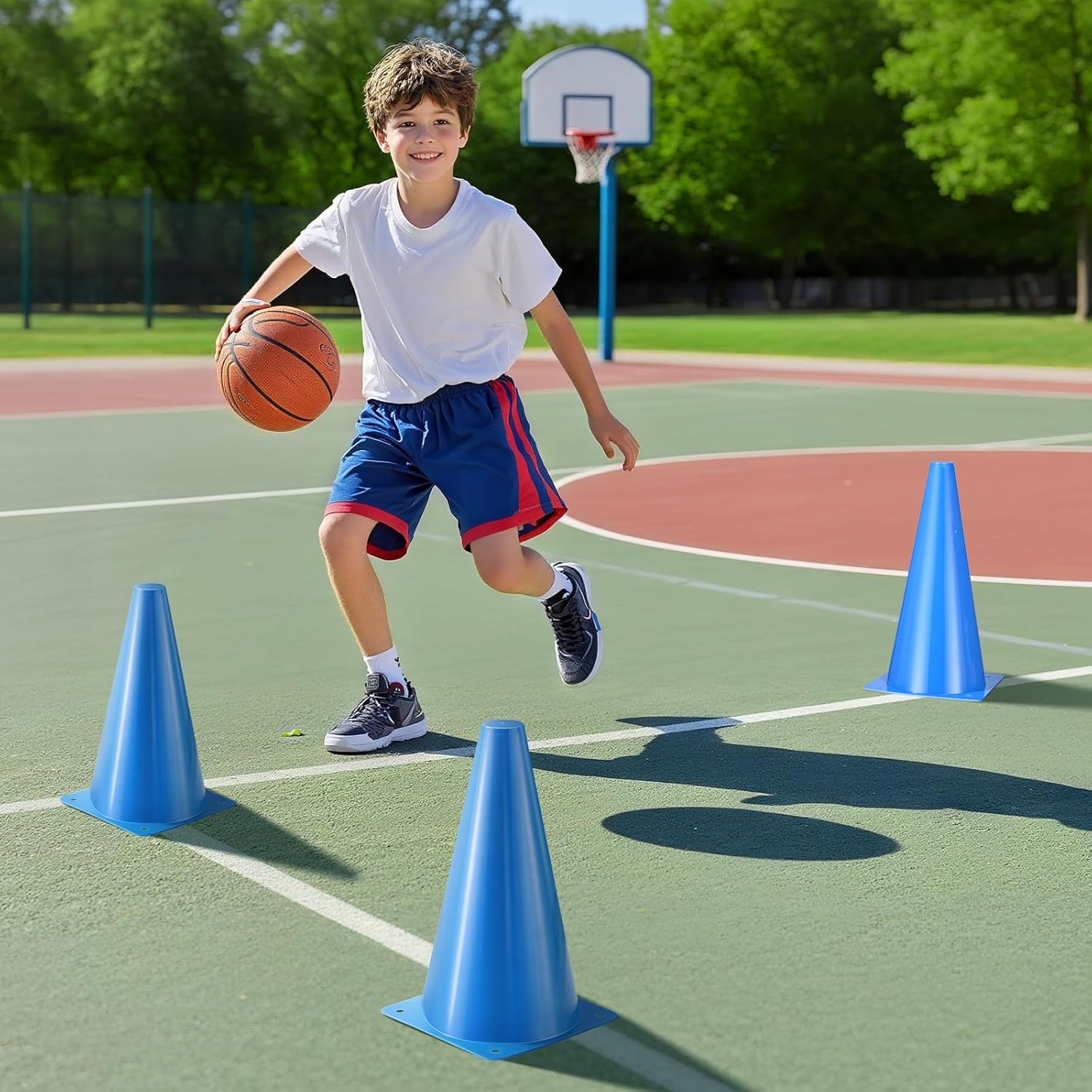 Skiennix 12-Inch Durable Traffic Cones - 12-Pack Versatile Plastic for Sports Training & Safety