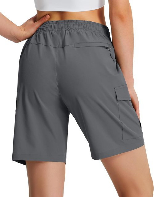 Ksmien Women's Hiking Cargo Shorts - Lightweight Quick-Dry Design with Zipper Pockets | Perfect for Travel & Golf