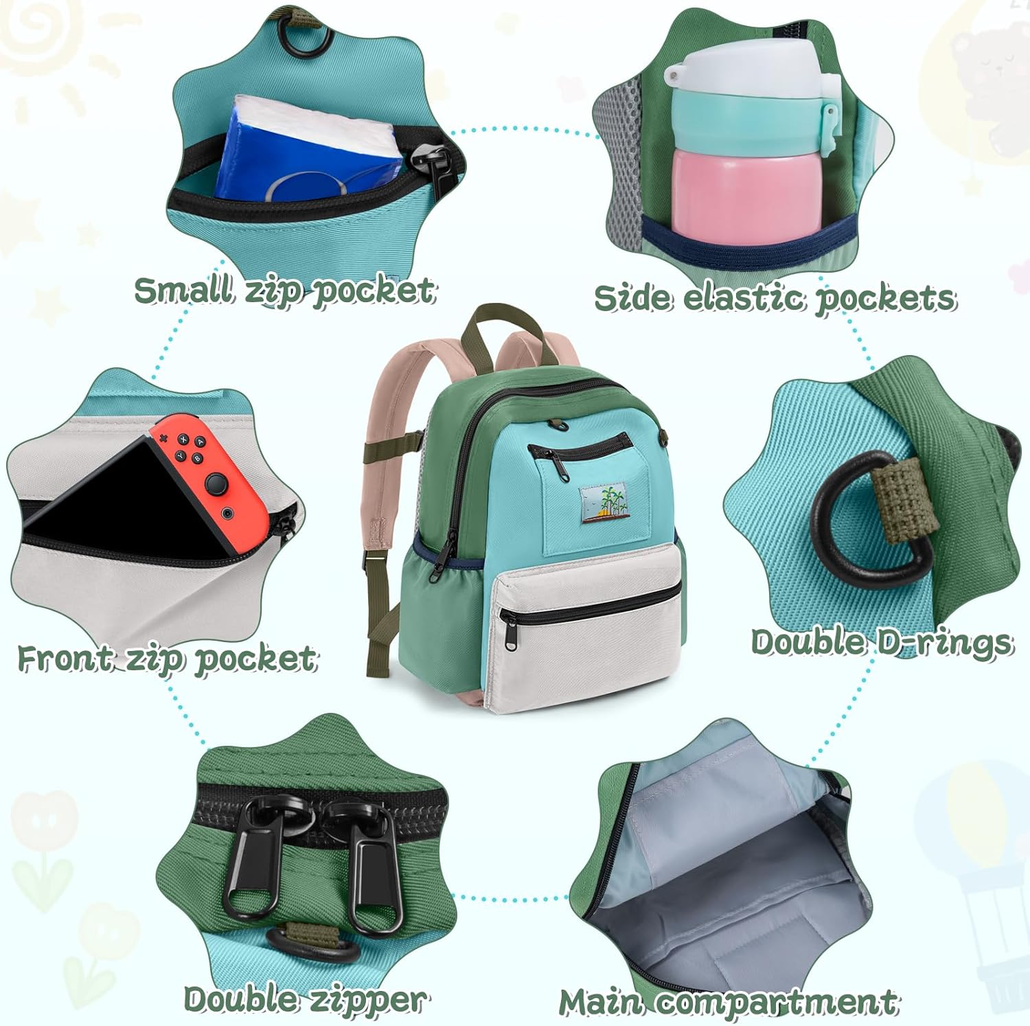 Skiennix Kids Backpack - Stylish Bookbag for Boys & Girls Ages 6-8 | Green & Grey Design