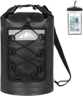 HEETA Waterproof Dry Bag - Lightweight Roll Top Storage Backpack with Phone Case | 30L Black