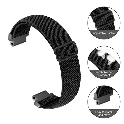Adjustable Elastic Watch Band Compatible with Garmin Forerunner 235, Nylon Breathable Sports Replacement Wristbands for Forerunner 220/230/620/630/735XT/235Lite for Women Men, Black