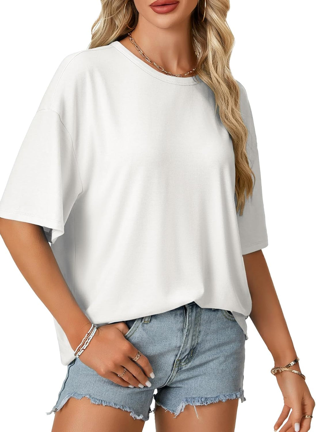 Rooscier Women's Open Back Workout Top - Oversized Backless Half Sleeve Y2K T-Shirt Blouse
