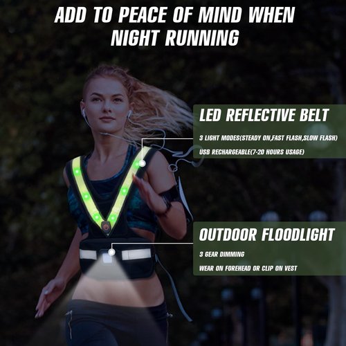 Weighted Vest for Women, Sport Running Weighted Vest with Reflective Strips and LED Flashing Sash, 2-10 lbs Weight Vest for Strength Training and Workout