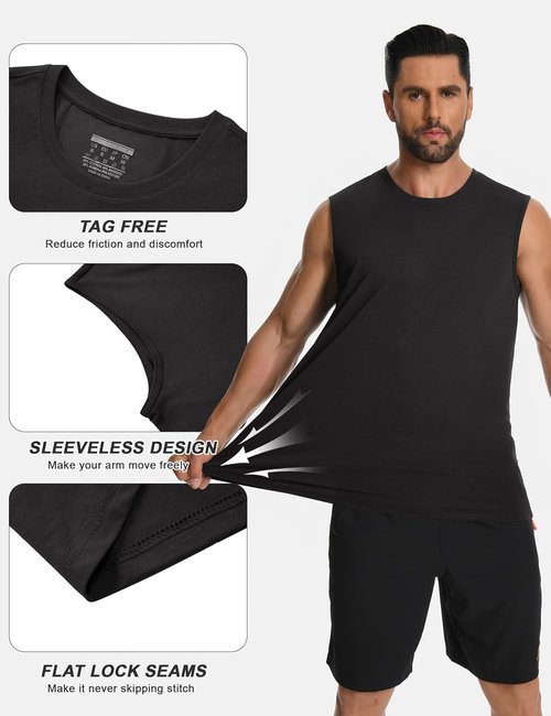 Cotrasen Men's Tank Top - UPF 50+ Lightweight Cotton Sleeveless Gym Tee | Casual Cooling Muscle Shirt