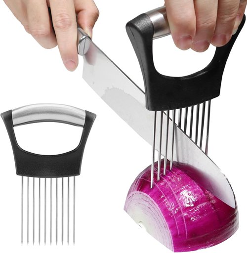 JAYVAR Onion Holder - Stainless Steel Vegetable Cutter for Slicing Onions, Tomatoes & More | Food Slicer Tool
