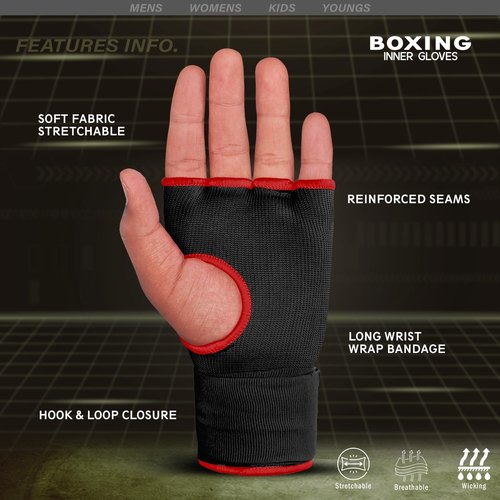Farabi Quick Wraps Gloves - Gel Padded MMA Boxing Hand Wraps for Adults | 80cm Wrist Support Pair