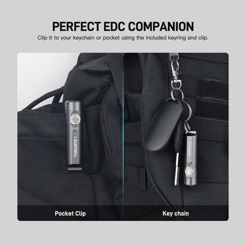ThruNite Ti Keychain Flashlight, Compact USB-C Rechargeable Battery Mini Flash Light, Bright 650 Lumens LED Keyring Portable Light, Small EDC Pocket Torch Light for Camping, Everyday Carry