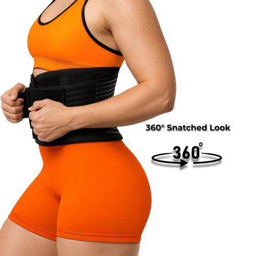 Velocity.Fitness Waist Trainer for Women – Adjustable Waist Cincher & Ab Trimmer Belt with Hook-and-Loop Straps | Tummy Control Body Shaper with Double Compression for Core & Back Support Black