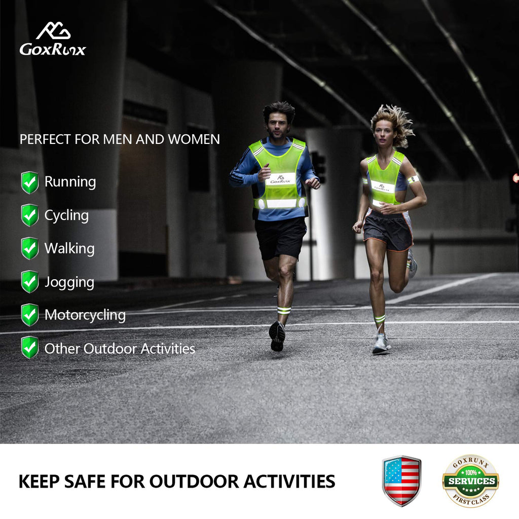 Reflective Vest Running Gear, Lightweight Motorcycle Cycling Reflective Vests with Large Pocket & Adjustable Waist for Women Men Running Safety Vest with Reflective Bands (Green, X-Large)