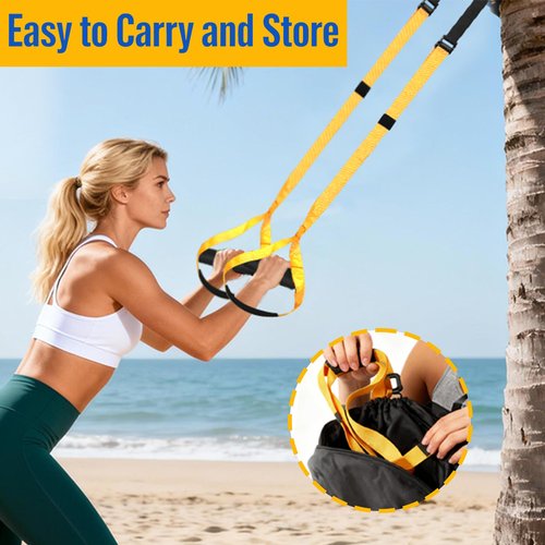Home Resistance Training Kit, Full Body Workout Straps with Handles, Heavy Duty Bodyweight Resistance Bands, Door Anchor for Home Gym, Portable Indoor & Outdoor Fitness Equipment(Yellow)