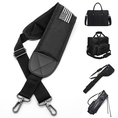 BAIRBRE Golf Bag Strap Replacement Golf Bag Shoulder Strap Adjustable Single Padded Shoulder Strap Waterproof Golf Bag Backpack Straps (Black-USA Flag Grey)
