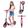 FREEDARE Kick Scooter for Kids Ages 8+, Foldable Kids Scooter with 2 Big 8-inch Wheels and 4-Level Adjustable Handlebar, Max Load 220 LBS, Pink