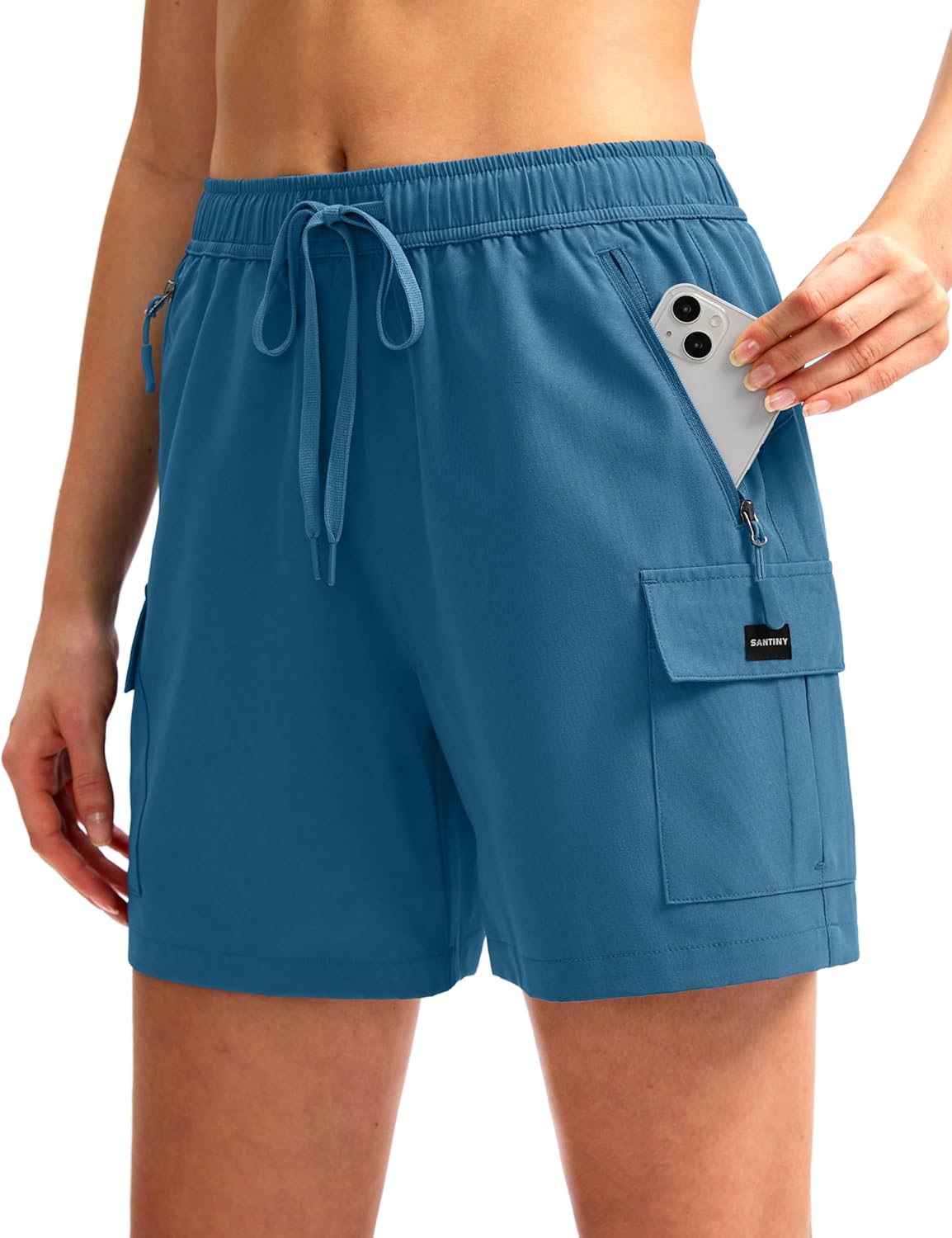 SANTINY Women's Hiking Cargo Shorts - Quick Dry Lightweight with Zipper Pockets | 5''/7''/9'' Sizes