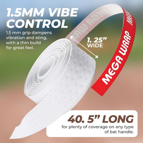 Hot Glove Mega Wrap Bat Grip - 1.5mm Tacky Design for Superior Control and Comfort