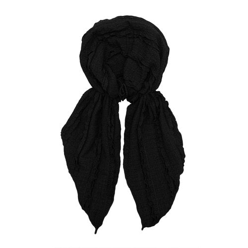 ZLYC Chemo Headwear Pre Tied Head Scarf Headwraps Lightweight Turban Beanie Cap for Women, Ruffle Black