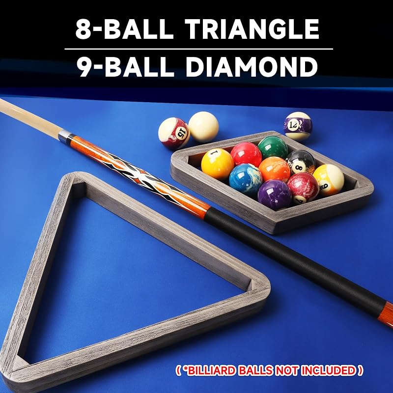 GSE Deluxe Solid Wood 8-Ball Triangle & 9-Ball Diamond Pool Ball Racks - Brushed Grey