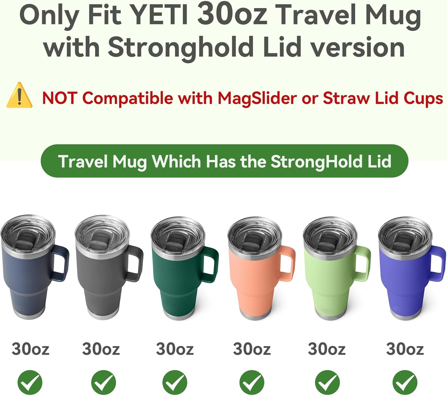 YETI 30 oz Stronghold Lid - 100% Leak-Proof Replacement for Rambler Travel Mug | Tumbler Screw Top