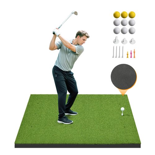 Sturdum Golf Hitting Mat, 5×4ft Golf Driving Mat for Indoor Outdoor, Top-Notch Artificial Turf Practice Mats with 9 PU Golf Balls+3 Rubber Tees+7 Tees, PRO-31MM Anti-Slip Bottom Mat