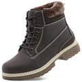 COTTIMO Women's Winter Snow Hiking Boots - Insulated Warm Work Boots for Women, Waterproof Non-Slip Fur-Lined Ankle Boots, Fashion Brown Lightweight Outdoor Shoes Size 9