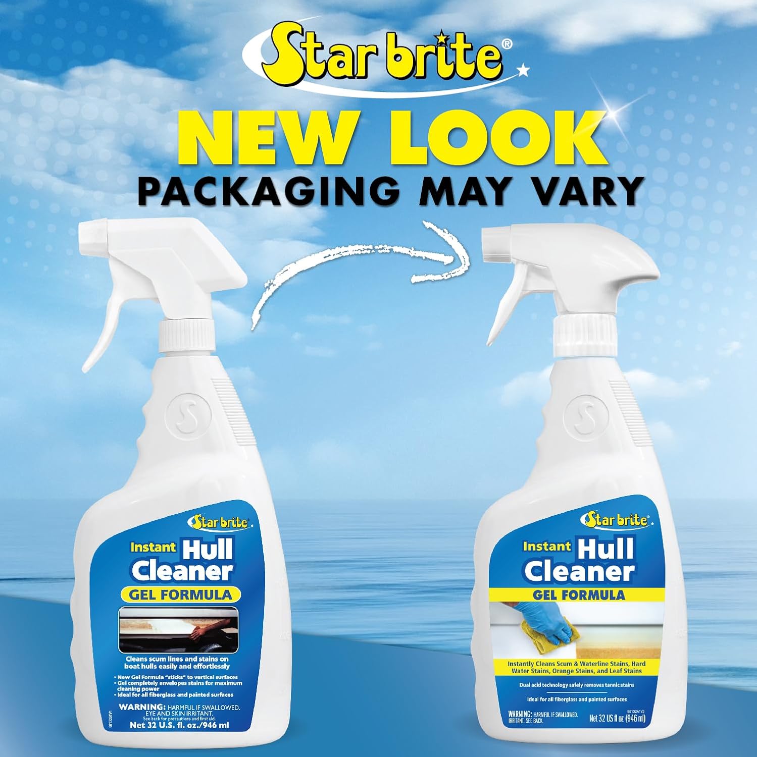 STAR BRITE Instant Hull Cleaner - 32 Oz Gel Spray for Effortless Stain Removal on Boats & Surfaces