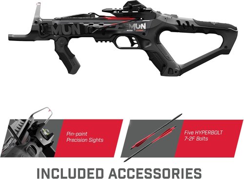 Barnett Demun Accu Strike Mini Crossbow - Compact Break Action Pistol with Fiber Optic Sights & 5 Bolts
