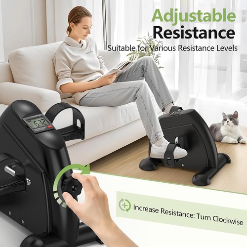 FITKS360 Under Desk Elliptical | Mini Electric Exercise Bike for Seniors - Full Assembled with Remote Control