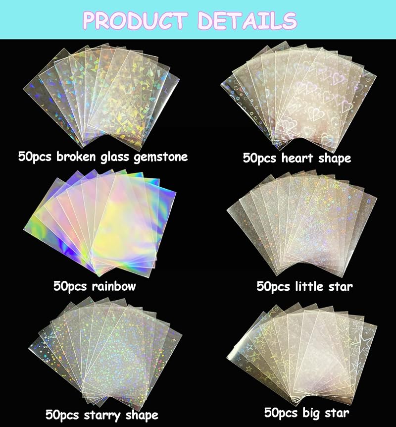2.4x3.5in 300 Pcs Kpop Photocard Sleeves Laser Holographic Card Protectors