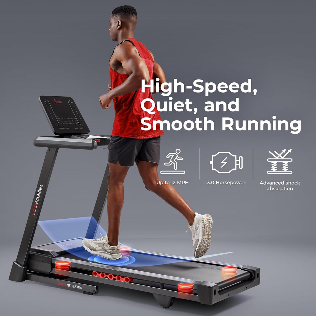 Sunny Health & Fitness Smart Treadmill - Heavy-Duty Auto Incline with 20" Running Deck & Free App Access