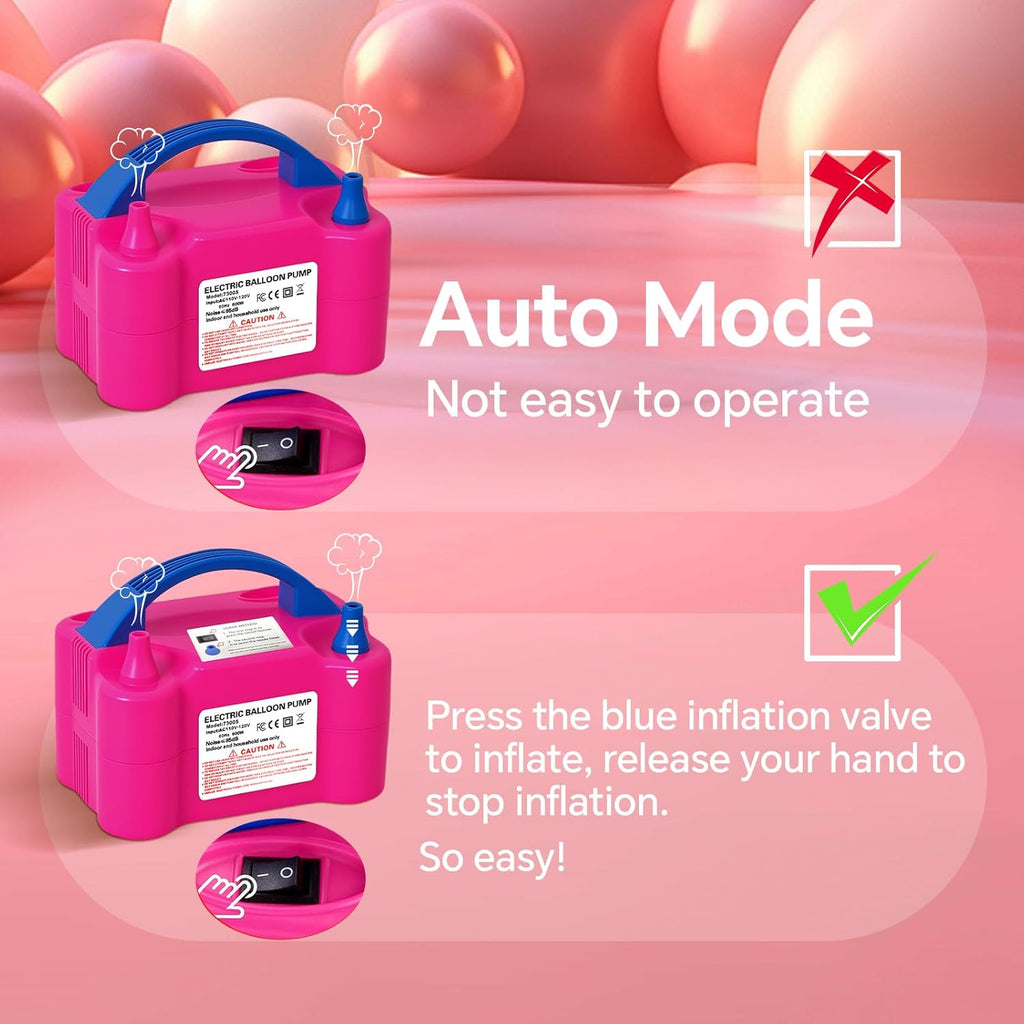 Skiennix Electric Balloon Pump - 110V 600W Portable Dual Nozzles for Party Decorations | Includes Tying Tool