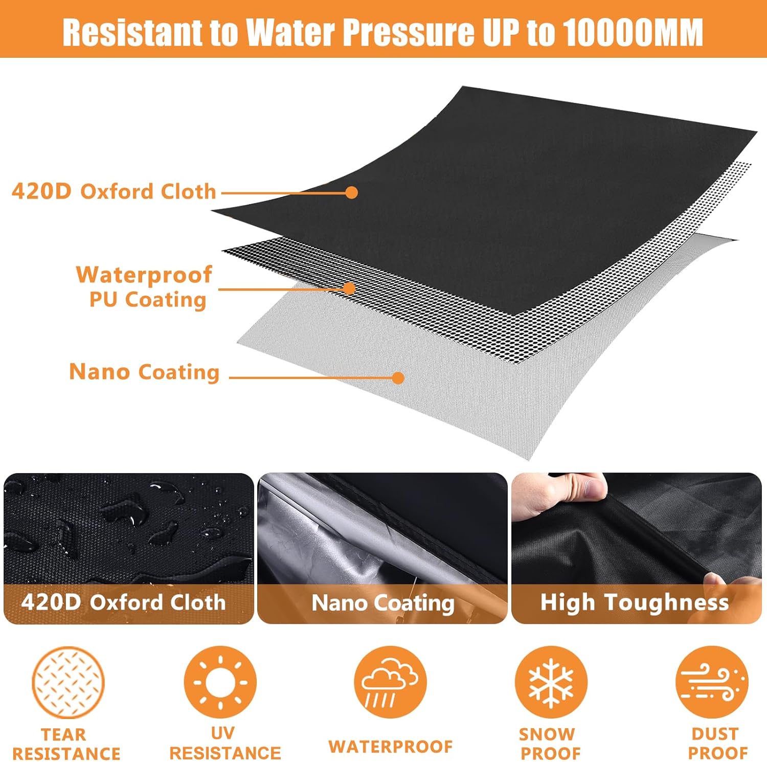 Skiennix Bike Cover - Waterproof Outdoor Bicycle Protection with Lock Holes & 3 Buckles | Heavy Duty 420D Material for Bikes Up to 68 Inches