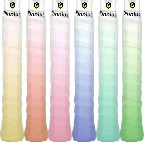Tannius Tacky Tennis Racket Grip Tape, 6 Pack Tennis Grips, Absorbent and Enhanced Tennis Racquet Overgrip Tape（Gradient Color