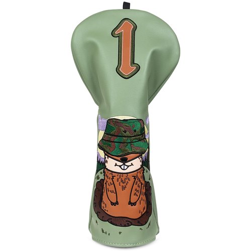 BIG TEETH Groundhog Driver Headcover Funny Gopher Driver Head Cover for 460cc Club, Woodland Golf Head Covers for Woods and Driver Pu Leather