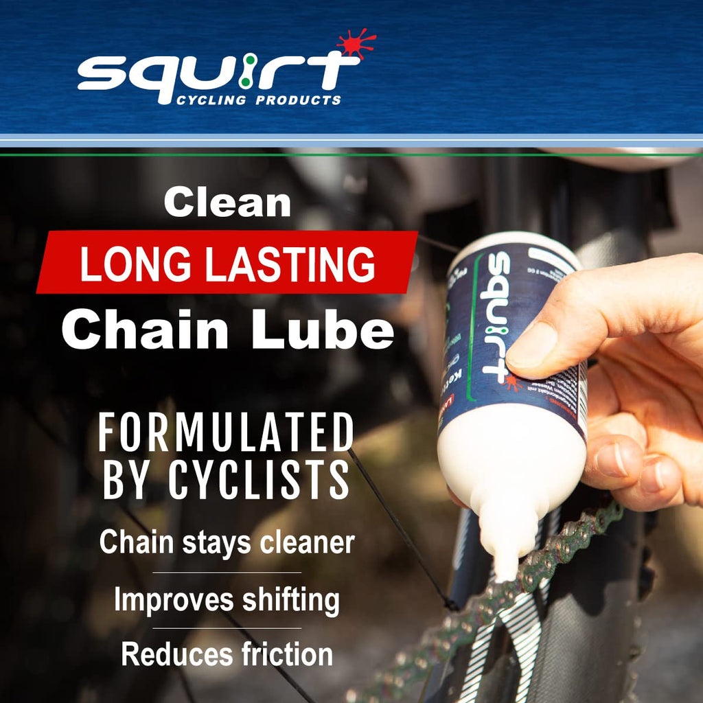 Squirt Chain Lube | Long-Lasting All-Weather Bike Chain Lubricant - 120 ml for Reduced Noise & Chainsuck