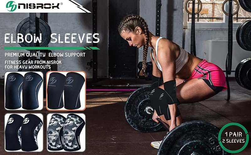 Nisrok 7mm Knee Sleeves - 1 Pair, Camo Gray Large - Neoprene Knee Brace for Cross Training, Weightlifting & Squats