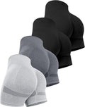 CHRLEISURE Women's High Waisted Booty Shorts - 4 Pack Seamless Scrunch Design for Ultimate Comfort