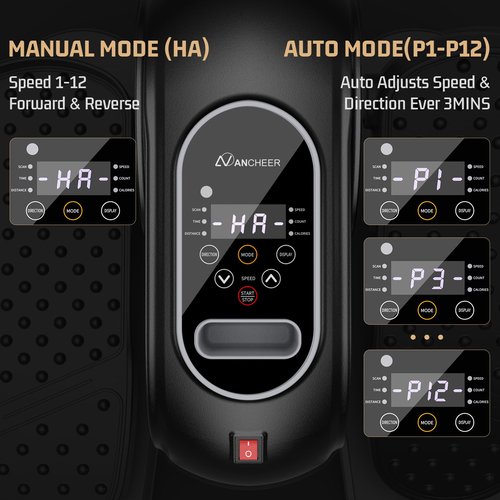 ANCHEER Elliptical Machine,Under Desk Elliptical Machine - Electric Pedal Exerciser with 12 Speed Levels, Quiet Operation, LCD Display & Remote Control - Portable Leg Exerciser for Home Office (Black)